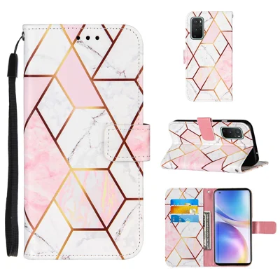 Splicing Marble Pattern Stand Leather Case with Lanyard for OnePlus 9 (EU / US Version) - Style A