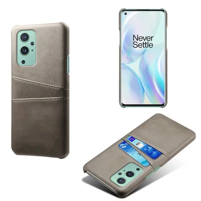 KSQ PC + PU Leder beschichtetes Etui mit Dual-Kartenfächern für OnePlus 9 Pro - Grau