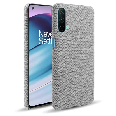 Cloth Coated Hard Plastic Phone Case Cover for OnePlus Nord CE 5G - Light Grey