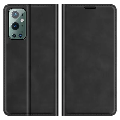 Wallet Stand Design Full Protection Magnetischer Automatisch Absorbierter Ledertelefon Case-Abdeckung Für OnePlus 9 Pro - Schwarz