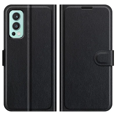 Litchi-structuur horizontale flip PU-leer + TPU standaard magnetisch design portemonnee hoesje voor OnePlus Nord 2 5G - Zwart