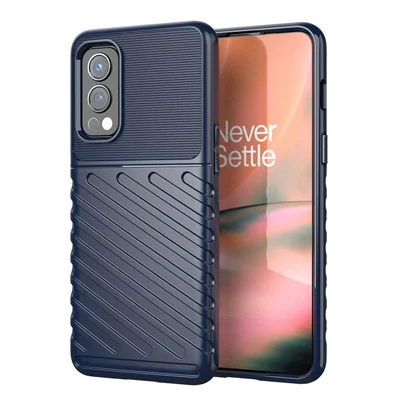 Thunder Series Twill Texture Verdikte TPU Beschermhoes Stootvast Anti-Vingerafdruk Hoesje voor OnePlus Nord 2 5G - Blauw