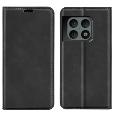 Étui en cuir PU à fermeture magnétique automatique pour OnePlus 10 Pro 5G - Noir