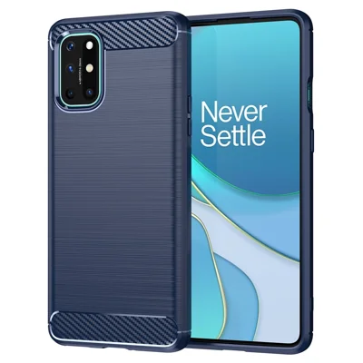 1,8 mm fleksibel TPU-case med struktur af kulfiber, ekstra tynd, anti-råd dækskærm med sløret overflade til OnePlus 8T - Blå