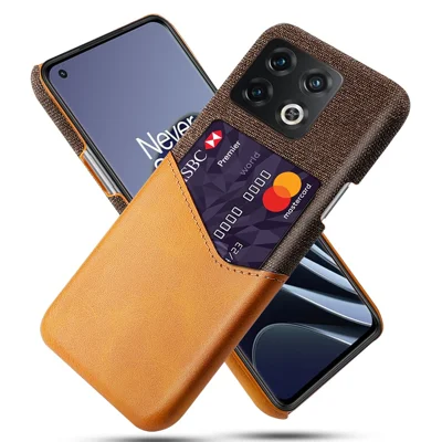 For OnePlus 10 Pro 5G Ultra Slim Cloth + PC + PU Leather Case Card Holder Phone Cover - Orange