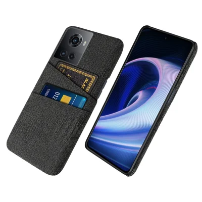 Cloth Texture Protective Case for OnePlus Ace 5G, Dual Card Slot Design Hard PC + Cloth Back Cover - Black
