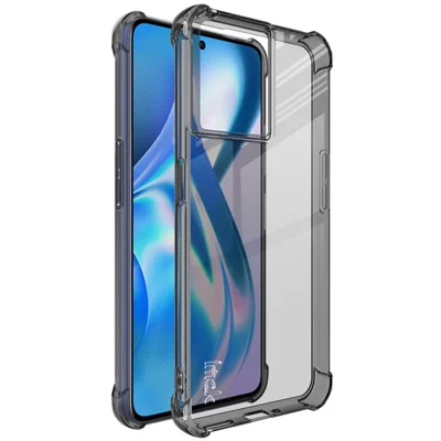 IMAK for OnePlus Ace 5G/10R 5G Airbag Design Wear-resistant Case Soft TPU Anti-drop Camera Protective Cover with Screen Protector - Transparent Black