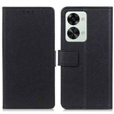 For OnePlus Nord 2T 5G Shock Resistant Full Coverage Phone Cover Magnetic Closing PU Leather Stand Cover Soft TPU Inner Shell Wallet Style Mobile Phone Case - Black