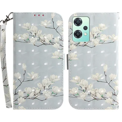 For OnePlus Nord CE 2 Lite 5G 3D Pattern Printing Leather Wallet Cover Magnetic Stand Flip Anti-wear Mobile Phone Shell with Strap - Magnolia
