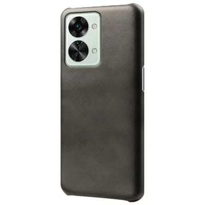 For OnePlus Nord 2T 5G Lightweight Phone Case Calf Textured PU Leather Coating Anti-scratch Hard PC Protective Cover - Black