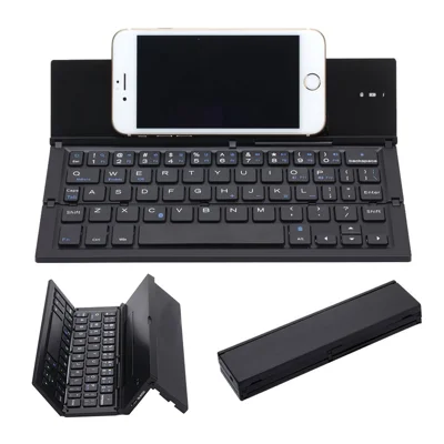Przenośna składana bezprzewodowa klawiatura Bluetooth 3.0 z uchwytem do tabletów i telefonów z systemem Windows / iOS / Android
