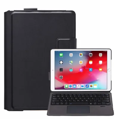 T1095 Ultra-thin Bluetooth-compatible Keyboard with Touchpad + Leather Case for iPad 10.2 (2021)/(2020)/(2019) - Black