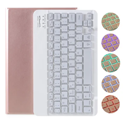 Bluetooth-compatible Backlight Keyboard Leather Stand Cover for Samsung Galaxy Tab S6 Lite 10.4 (2020) P610 P615 / (2022) / (2024) - Rose Gold