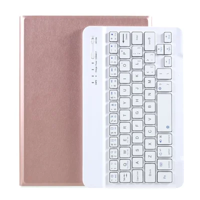 Textured Leather Case+Bluetooth Keyboard for iPad Mini 2/iPad Mini/iPad Mini 4/iPad Mini (2019) 7.9 inch - Rose Gold