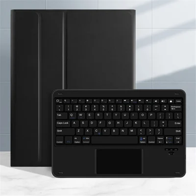 Detachable Bluetooth-compatible Keyboard + Well-protected Stand Leather Case Flip Cover For iPad Pro 12.9 (2022) / (2021) / (2020) - Black