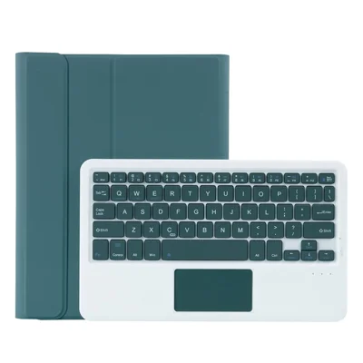 Bluetooth-Tastatur-Ledertasche mit Touchpad für Lenovo Pad Plus J607F / Tab P11 J606F / Tab P11 5G AM12A – Dunkelgrün