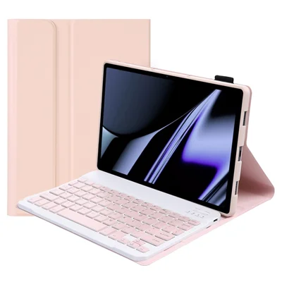 Detachable Bluetooth-compatible Keyboard Case for Oppo Pad 11 inch Ultra-Thin Protective Cover Adjustable Stand Leather Case - Pink