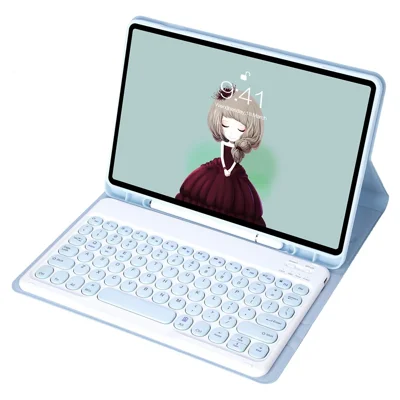 YA610B For Samsung Galaxy Tab S6 Lite (2022) 10.4 (P610/P615) Bluetooth-compatible Keyboard Leather Cover with Pen Slot - Blue