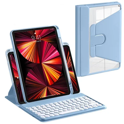 For iPad Air 11 (2026) / (2025) / (2024) / Air (2020) / (2022) / Pro 11 (2021) / (2020) / (2018) PU Leather Cover Bluetooth-Compatible Keyboard - Sky Blue