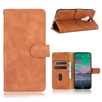 Delicate PU Leather Wallet Cell Phone Case for Nokia 3.4 - Brown