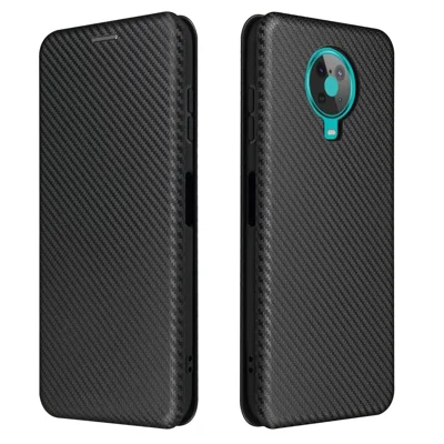 Custodia per porta carte di credito in fibra di carbonio anti-graffio con texture assorbente per Nokia 6.3 / G10 / G20 - Nero