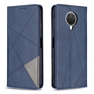 Geometric Pattern Stand Leather Card Holder Cover for Nokia 20 - Blue