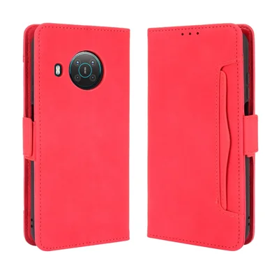 Per Nokia X10. / Custodia Protettiva In Pelle X20 Con Più Slot Per Schede E Funzione Stand - Rosso