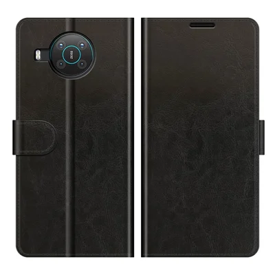 Full Protection Crazy Horse Texture Leather Stand Case with Wallet for Nokia X10/X20 - Black