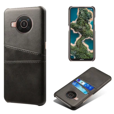 KSQ Double Card Slots PU Leather Coated PC Shell Cover Case per Nokia X10 / Nokia X20 - Nero