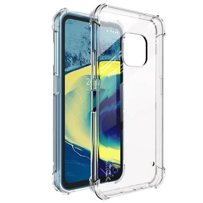 IMAK Shockproof Airbag Soft TPU Phone Cover Case with Screen Protector for Nokia XR20 - Transparent