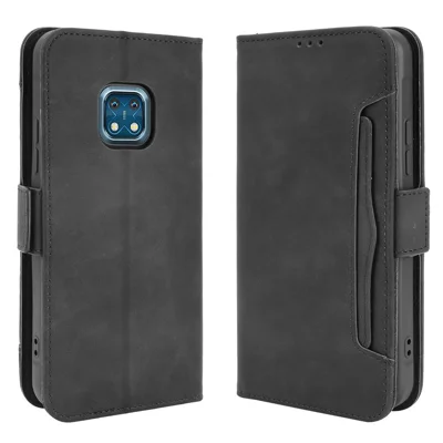 Capa Protetora Multifuncional de Couro para Cartões e Suporte para Celular Nokia XR20 - Preto