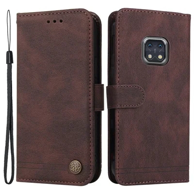 For Nokia XR20 Leather Wallet Cases Skin Touch Phone Cover Stand with Strap - Brown