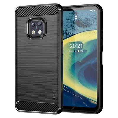 MOFI Shockproof Lightweight Brushed Carbon Fiber Design Soft TPU Covering Case for Nokia XR20 - Black