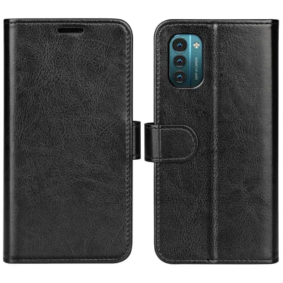 For Nokia G11 / G21 Crazy Horse Texture Magnetic Flip Cover PU Leather + Inner TPU Full Body Protective Stand Case - Black