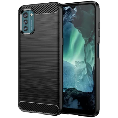 For Nokia G21/G11 Brushed Carbon Fiber Texture TPU Back Case Phone Drop-proof Cover - Black