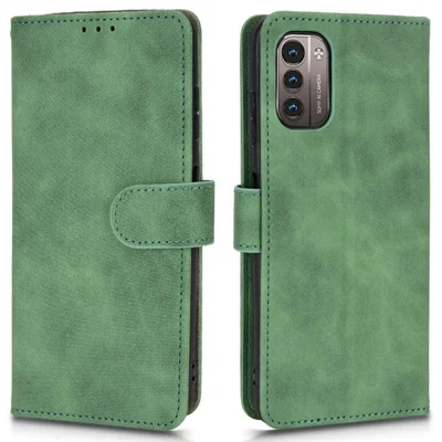 For Nokia G21 / G11 Magnetic Skin-Touch Feeling Cell Phone Case PU Leather Wallet Adjustable Stand Protector - Green