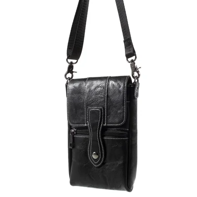 6,3 Polegadas de Gadget de Bolsa de Bolsa de Couro PU ao ar Livre de 6,3 Polegadas Com Coldre de Telefone Celular - Preto