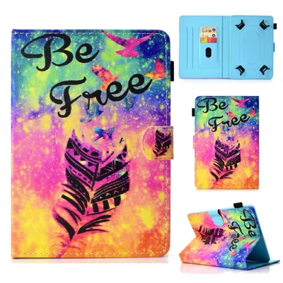 Patterned 10-inch Tablet Universal PU Leather Wallet Casing for iPad 9.7 (2018) / Lenovo Tab 4 10 Plus etc - Feather