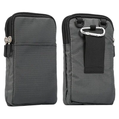 Universal 6.3-6.9 inch Phone Crossbody Pouch Nylon Waist Bag with Belt Loop for Outdoor Running Camping - Dark Grey