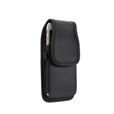 Universele Clip Oxforddoek Hangende Heuptas met Kaarthouder Zak Mannen Mobiele Telefoonhouder voor 5,7-6,3 inch Smartphones - Zwart