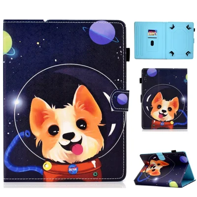 Universal Pattern Printing Card Slots Stand Leather Protective Case for 8-inch Tablet - Aerospace Dog