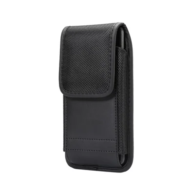 Oxford Cloth Nylon Universal Clip Hanging Waist Bag Card Holder Pouch Men Mobile Phone Bag for 5.5-6.3inch Smartphones - Black