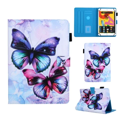 Pattern Printing Universal Leather Shell with Card Slots for 10-inch Tablet - Butterfly