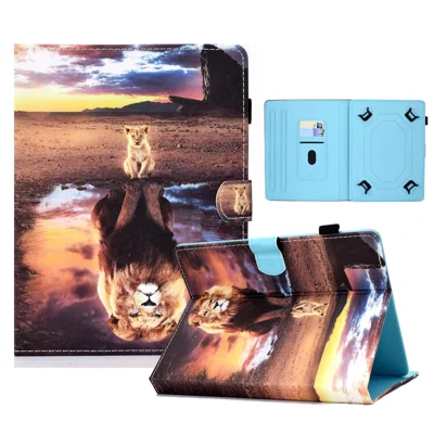 Full Protection Pattern Printing Universal Leather Tablet Case for 8-inch Tablets - Lion