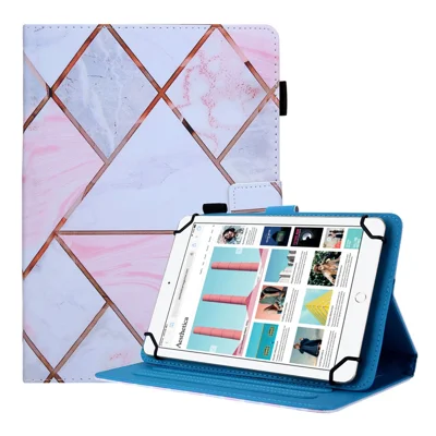 Shock-Proof Pattern Printing Universal Leather Tablet Case for 10-inch Tablets - Pink Marble