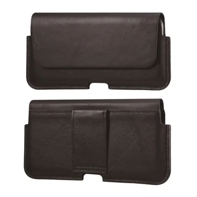Genuine Leather Belt Clip Cover Waist Phone Bag Pouch for Huawei Mate 40 Lite/Mate 20 X 7.2 inch Phone - Black