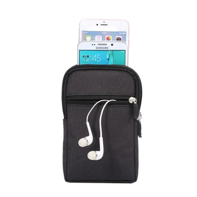 Universaler Jeansstoff-Hüftbeutel mit Haken- und Ösen-Schlaufe für iPhone 6s Plus / Samsung Galaxy Mega 6.3 I9200 – Schwarz