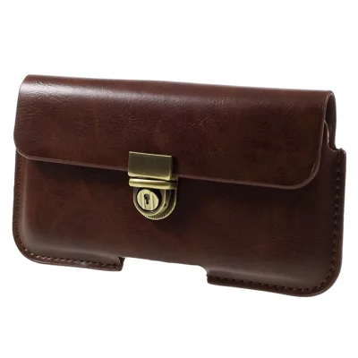 Zakelijke Leren Holstertas met Drukknoop voor iPhone 6 6s 4,7 inch, Maat: 140 x 75 mm - Koffie