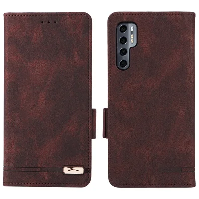 For TCL 20 Pro 5G PU Leather Phone Case Shockproof Phone Cover Folio Flip Case with Stand Wallet - Coffee