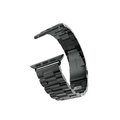 XINCUCO Three Bead Series Stainless Steel Watchband for Apple Watch Series 12 11 10 42mm / 9 8 7 41mm / SE3 SE2 SE 6 5 4 40mm / 3 2 1 38mm - Black